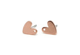 Copper Heart Earring, 6 Raw Copper Heart Stud Earrings With 1 Hole (8x1mm) M02180 SY0418