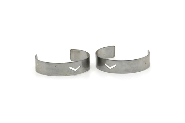 Steel Chevron Cuff - Stainless Steel Chevron Bracelet Blank Bangle With 2 Holes (12x145x0.8mm) BRC108
