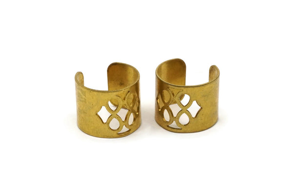 Brass Ring Setting - 5 Raw Brass Adjustable Ring Settings - 16-17mm / 23 Gauge Mn07