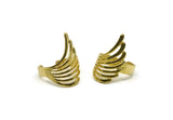 Brass Wing Ring, 2 Raw Brass Adjustable Wing Rings N0039