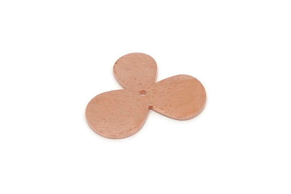 Copper Flower Charm, 6 Raw Copper Flower Charms With 1 Hole, Earring Findings (18x14x0.80mm) SMP2911