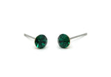 Brass Stud Earrings, 8 Emerald Crystal Rhinestone Beads Brass Stud Earrings Brass Setting for SS24 - 5.3mm SS24 D1319