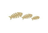Brass Fish Charm, Raw Brass Fish Bone Charms, Animal Jewelry, Findings (15/20/25x0.60mm) SMP3318