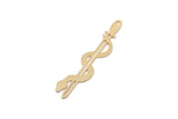 Brass Sword Charm, 12 Raw Brass Snake Sword Charms With 1 Loop, Findings (41x9x0.60mm) SMP2954