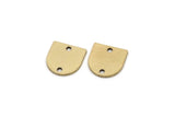Brass D Shaped Charm, Raw Brass D Shaped Charms With 2 Holes, Earrings, Findings (11x11x1mm) SMP2974