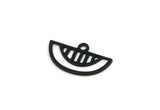 Semi Circle Charm, 24 Oxidized Black Brass Semi Circle Charms With 1 Loop, Pendant Charms (16x9x0.60mm) A4781