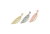 Custom Leaf Charms for Jewelry Making, Personalized Brass, Copper, Stainless Steel Plant Pendant with 1 Loop, Nature (25x7mm) SMP3196