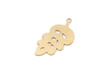 Brass Leaf Charm, 8 Raw Brass Leaf Charms With 1 Loop, Findings (30x15.5x0.60mm) SMP2944