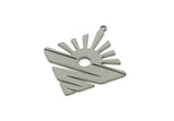 Steel Sun Charm, 6 Stainless Steel Sun Charms With 1 Loop, Rising Sun Charms, Findings (34x31x0.80mm) SMP3068