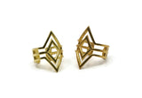 Brass Diamond Ring, 2 Raw Brass Adjustable Diamond Rings N0001