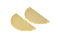 Gold Half Moon, 2 Gold Plated Brass Semi Circle Blanks (40x20x0.80) A0939 Q0194