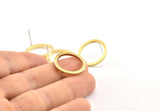 Brass Circle Earring, 8 Raw Brass Circle Stud Earrings (20x1.5x1.5mm) E008 A1265