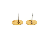Gold Cabochon Earring, 4 Gold Plated Brass Cabochon Stud Earrings With 1 Hole (12x1.2mm) D1378 A6064