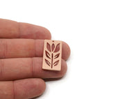 Copper Rectangle Charm, 2 Pieces Raw Copper Branch Patterned Rectangle Shaped Charms With 1 Hole, Findings (30x15x0.80mm) SMP2884