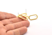 Brass Oval Earring, 8 Raw Brass Oval Stud Earrings (22x11x1.5mm) E005 A1282
