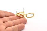 Brass Oval Earring, 8 Raw Brass Oval Stud Earrings (22x11x1.5mm) E005 A1282