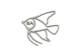 Steel Fish Charm, 6 Stainless Steel Fish Charms, Findings (37x30x0.80mm) SMP3061