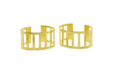 Brass Railed Bracelet - Raw Brass Adjustable Cuffs (150x35x0.80mm) Brc117