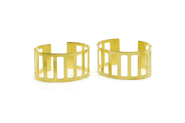Brass Railed Bracelet - Raw Brass Adjustable Cuffs (150x35x0.80mm) Brc117