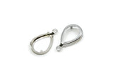 Silver Drop Setting, 12 Silver Tone Drop Shaped Settings With 1 Loop and 1 Pad Setting (18x11x4mm) E164
