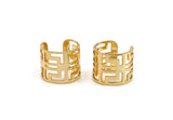 Gold Ring Setting, 2 Gold Plated Brass Adjustable Ring Settings - (16x17mm) / 23 Gauge MN16 Q0317