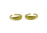 Brass Adjustable Ring, 6 Raw Brass Leaf Theme Adjustable Rings (17mm) SY0134