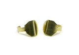 Brass Ring, 2 Raw Brass Adjustable Geometric Ring N0112