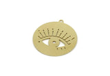 Brass Eye Charm, Raw Brass Round Charms With 1 Loop, Geometric Findings, Customized Jewelry (27x25x0.60mm) SMP3226