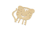 Brass Tiger Charm, 6 Raw Brass Tiger Shaped Charms, Findings (23.5x25x0.60mm) SMP2963