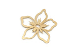 Brass Flower Charm, 4 Raw Brass Flower Charms, Brass Earring Charms, Brass Charms for Jewelry Making (37x37x0.60mm) SMP2933
