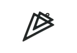 Black Triangle Charm, 6 Oxidized Black Brass Triangle Shaped Charms With 1 Loop (35x22x0.60mm) A4885