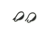 Black Ear Hooks, 8 Oxidized Black Brass Earring Wires, Earring Hooks (14x8mm) BS 1813