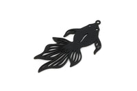 Black Fish Charm, 4 Oxidized Black Brass Gold Fish Shaped Charms With 1 Loop, Findings (40x20x0.60mm) SMP0401 A6260
