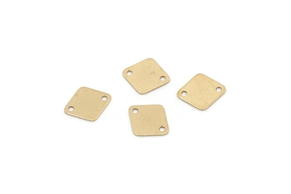 Brass Diamond Charm, 24 Raw Brass Diamond Charms With 2 Holes, Findings (9x7.5x0.40mm) F017