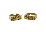 Brass Saint Ring, 2 Raw Brass Adjustable Saint Rings (17mm) SY0072
