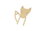 Brass Fox Charm, 10 Raw Brass Fox Charms, Findings (25x16.5x0.60mm) SMP2957