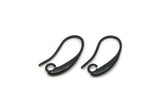 Black Ear Hooks, 6 Oxidized Black Brass Earring Wires, Earring Hooks (20x12mm) BS 1818