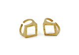 Brass Diamond Ring, 2 Raw Brass Diamond Shape Adjustable Rings N0066