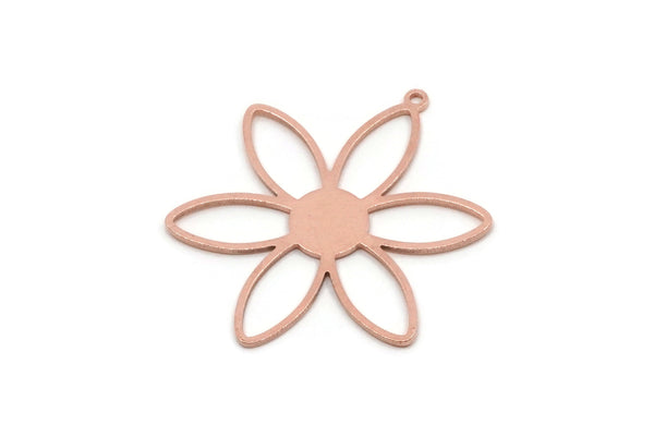 Copper Flower Charm, Raw Copper Flower Charms With 1 Loop, Earring Findings (34x28x0.80mm) SMP2892