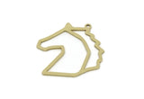 Brass Horse Charm, 6 Raw Brass Horse Charms With 1 Loop, For Jewelry Making (27x26x0.80mm) SMP3100