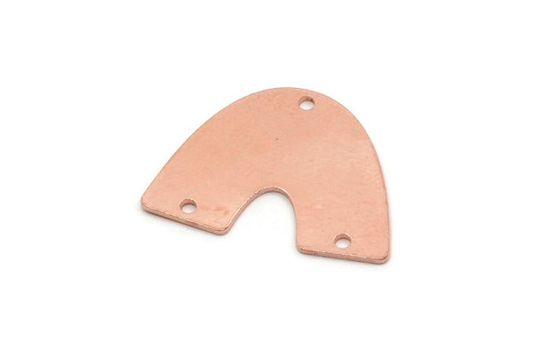U Shaped Charm, 4 Raw Copper U Shaped Charms With 3 Holes, Findings (18x24x0.80mm) SMP2898