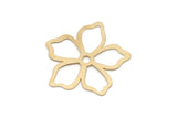 Brass Flower Charm, 4 Raw Brass Flower Charms, Brass Earring Charms, Brass Charms for Jewelry Making (38x39x0.60mm) SMP2931