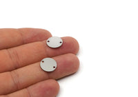Steel Round Charm, 4 Pieces Stainless Steel Round Charms With 2 Holes, Geometric Findings (13x0.80mm) SMP2881