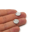 Steel Round Charm, 4 Pieces Stainless Steel Round Charms With 2 Holes, Geometric Findings (13x0.80mm) SMP2881