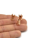 Rose Gold Beads, 3 Rose Gold Plated Crowns Beads (11x9mm) R075 Q0210