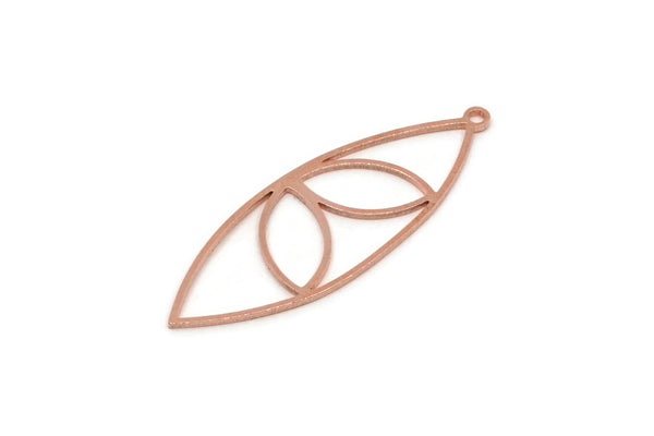 Copper Marquise Charm, 4 Raw Copper Marquise Charms With 1 Loop, Earrings, Pendants (40x14x0.80mm) SMP2905