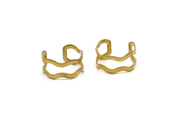Brass Wavy Ring - 5 Raw Brass Adjustable Wavy Ring Settings - 16-17mm / 23 Gauge Mn32
