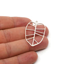 Silver Leaf Charm, 4 Antique Silver Plated Brass Leaf Charms With 1 Loop, Leaf Earrings (43x25x0.80mm) SMP1554 A3928