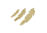Brass Feather Charm, Raw Brass Bird Feather Charms With 1 Loop, Pendants, Findings (20/30/40x0.60mm) SMP2500