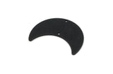 Black Moon Charm, 4 Oxidized Black Brass Moon Charms with 2 Holes, Pendants (28x12x0.80mm) D862